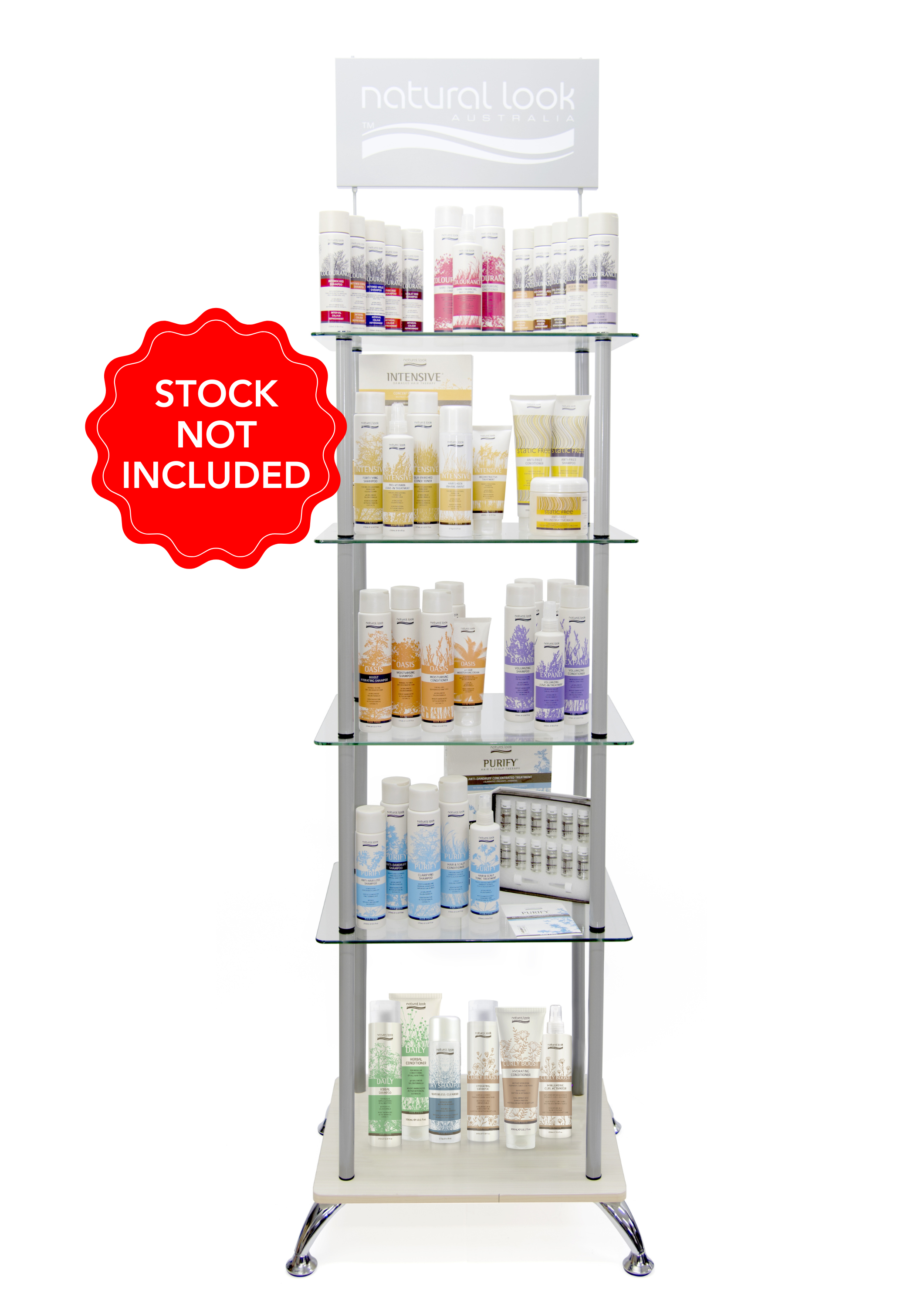 NAT LOOK GLASS DISPLAY STAND