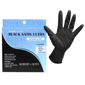 BLACK SATIN GLOVE SML 4PK