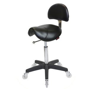 SADDLE STOOL W/BACK BLACK BASE