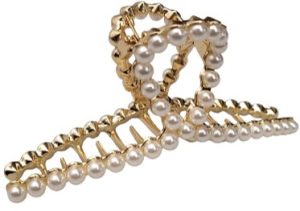 PINK PEWTER CLAW CLIP WINDING PEARLS